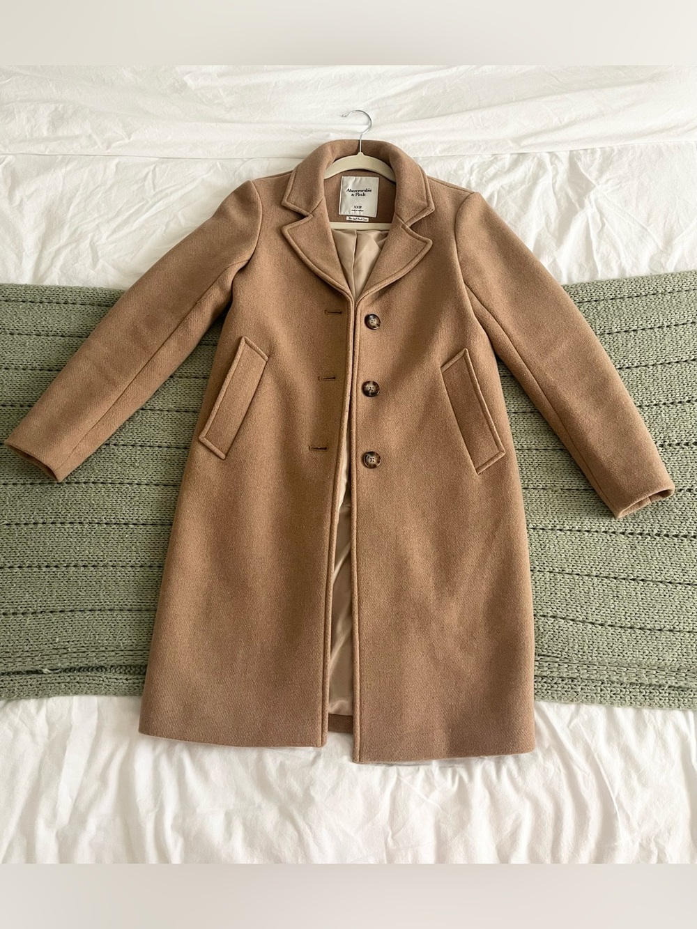 Abercrombie and Fitch Women's Tailored Camel Dad Coat Xxs Petite
